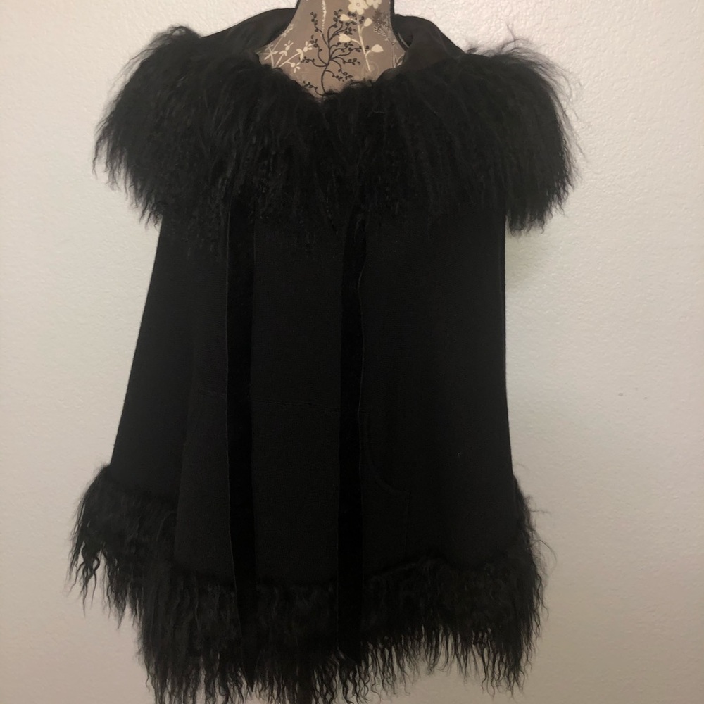 Red Valentino Poncho black with fur